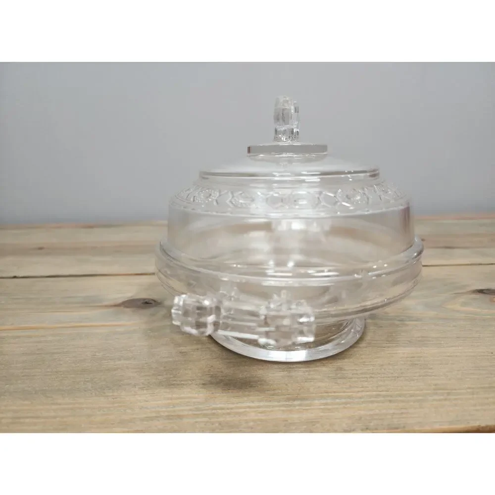 Vintage 1880s Doyle & Co EAPG Pressed Glass Two Band Butter Cheese Dish Jar Lid